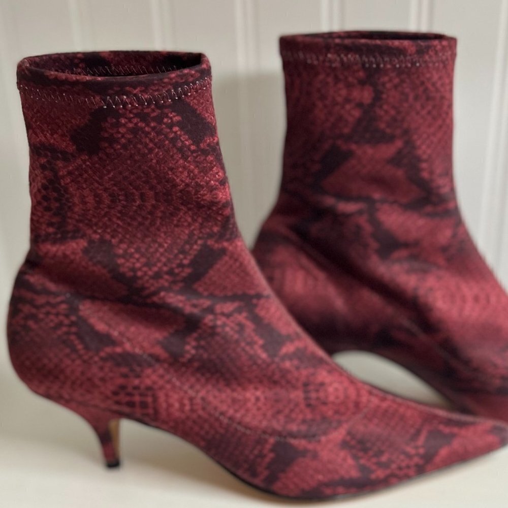 Schutz Red Python snakeskin heel booties Size 7 - image 1